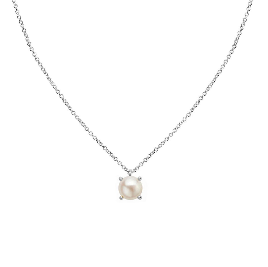Shine Bright Mini Pearl Necklace, Silver