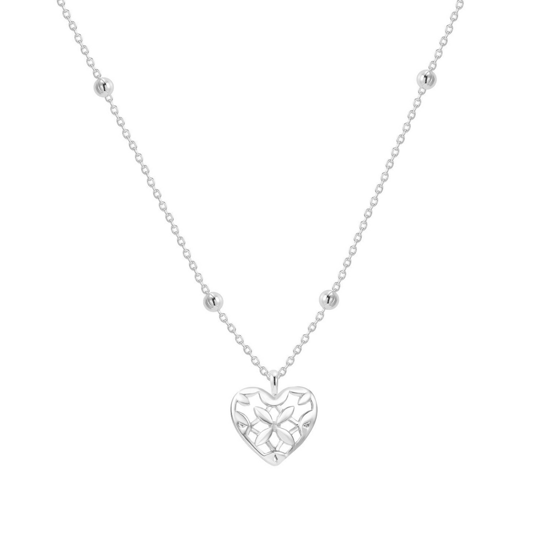 Believer Heart Drop Necklace, Silver