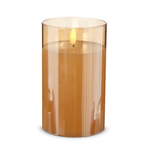 3.5" x 6" Gold Glass Ivory Pillar Candle