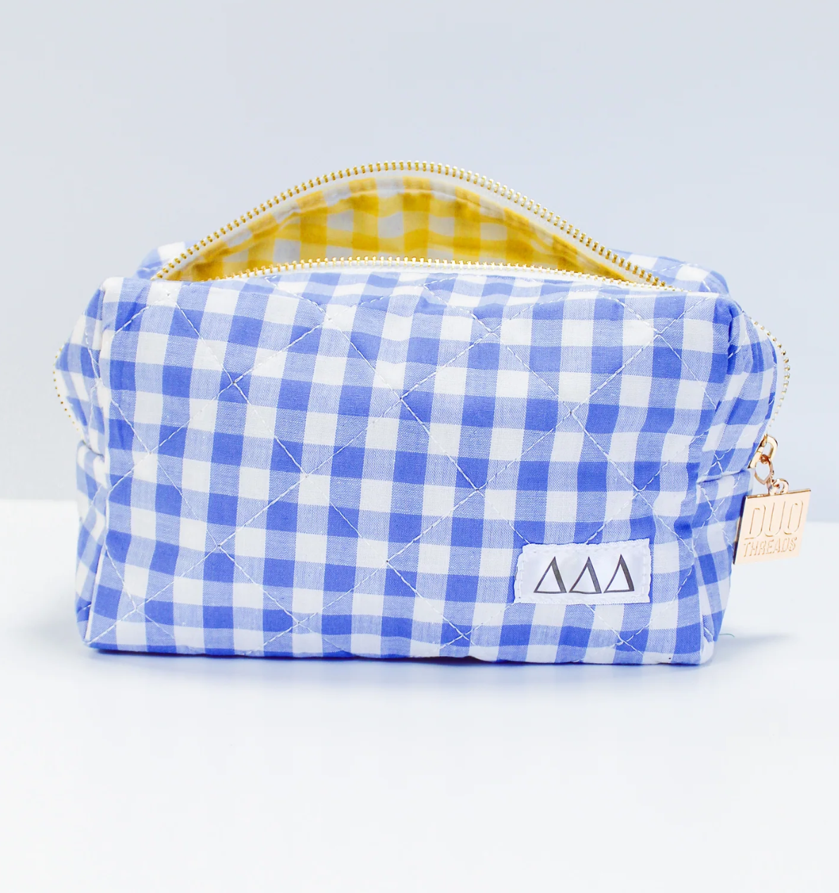 Sorority Gingham Quilted Makeup Bag