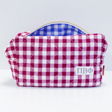 Sorority Gingham Quilted Makeup Bag