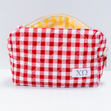 Sorority Gingham Quilted Makeup Bag