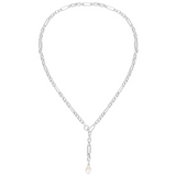 Allure Pearl Lariat Necklace, Silver