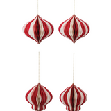 12" Paper Folding Ornament, Red/Cream