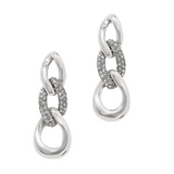 Cleo Pave Link Post Drop Earrings, Silver