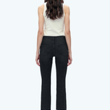 Mid Rise Straight Raw Edge Denim Jeans, Black