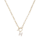 Sparkle Toggle Mini Initial Necklace