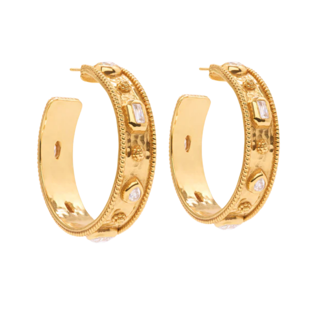 Berry Hoop Earrings- Clear Cubic Zirconia