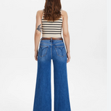 Utility Patch Pocket High Rise Wide Leg Jeans, Dark Indigo