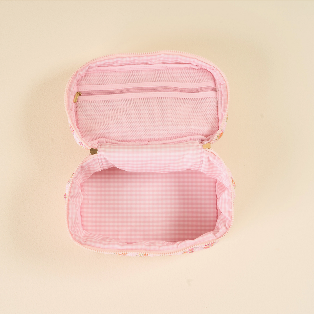 Glam & Go Quilted Cosmetic Bag, Petal Parade Pink