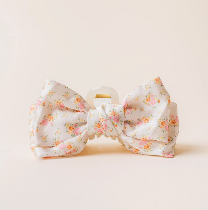 Satin Bow Claw Clip, Endless Daydream Cream