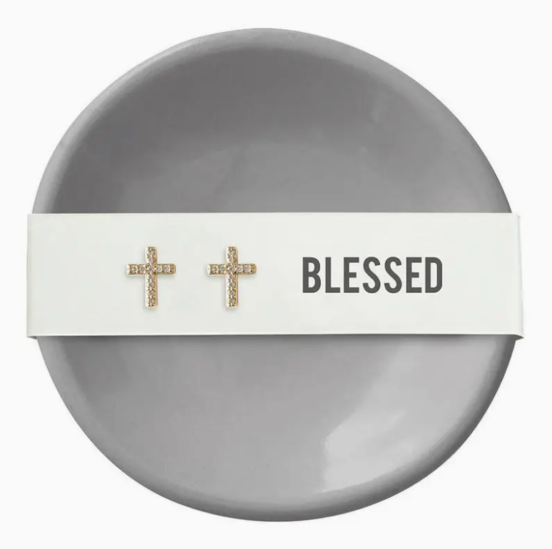 Blessed Ceramic Ring Dish & Earrings
