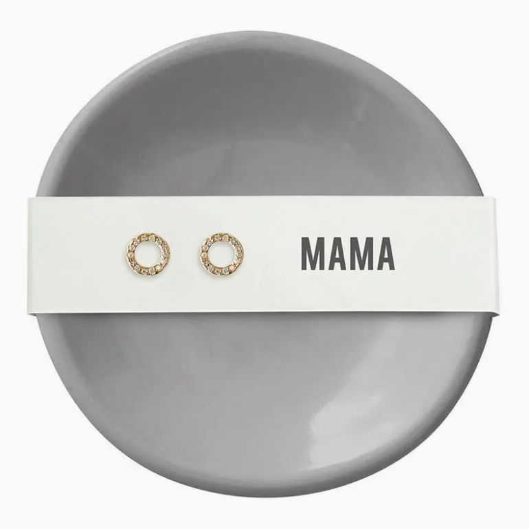 Mama Ceramic Ring Dish & Earrings