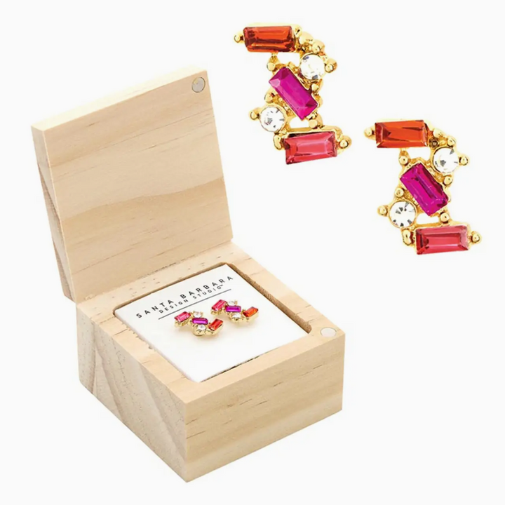 Treasure Earring Box, Hot Pink Flowers