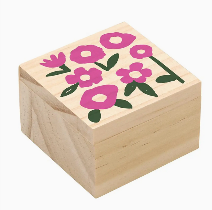 Treasure Earring Box, Hot Pink Flowers