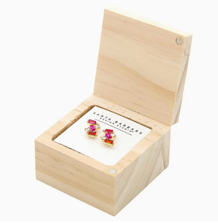Treasure Earring Box, Hot Pink Flowers