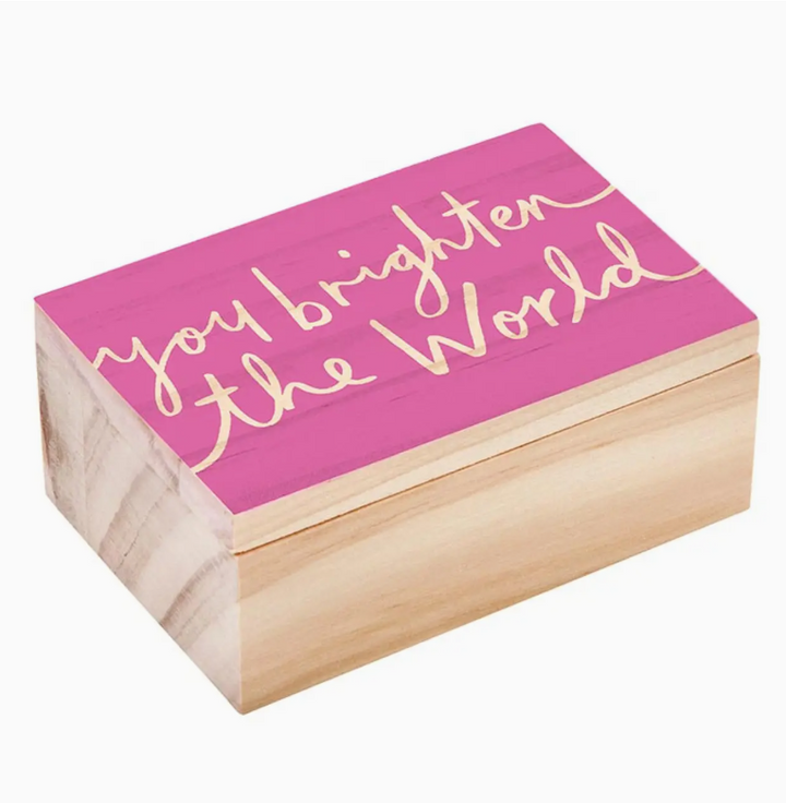 You Brighten the World Treasure Box Necklace, Hot Pink