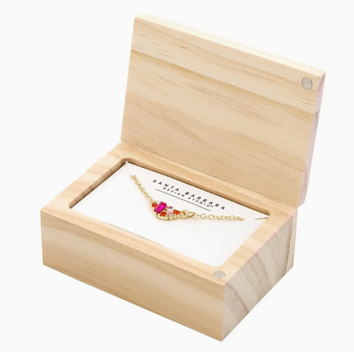 You Brighten the World Treasure Box Necklace, Hot Pink