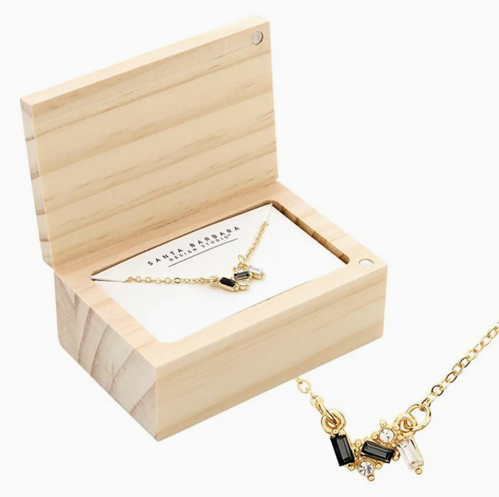 Flower Trio Treasure Box Necklace, Black