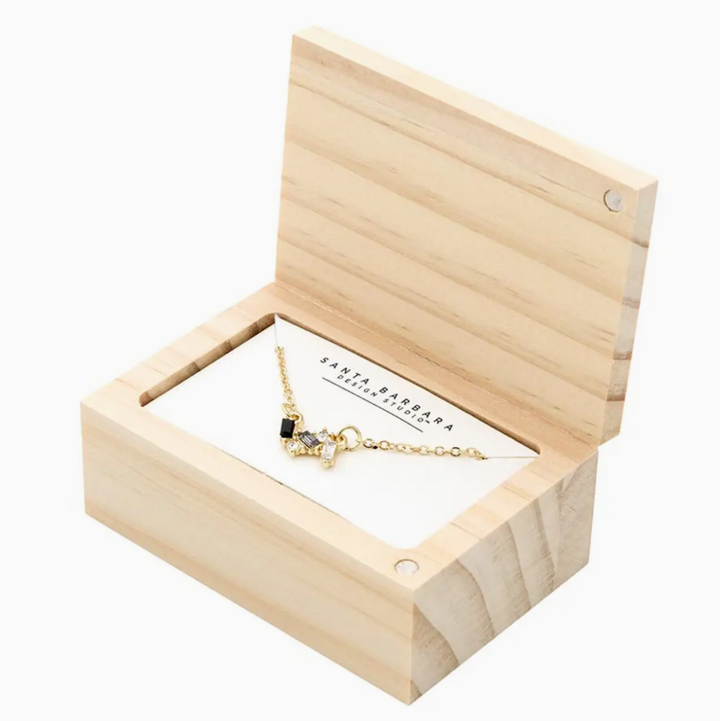 Flower Trio Treasure Box Necklace, Black