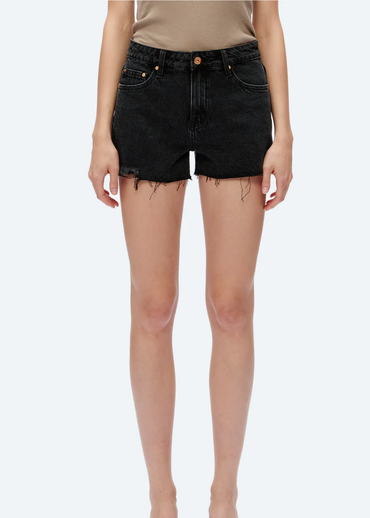 Ella Mid Rise Denim Shorts, Black