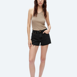 Ella Mid Rise Denim Shorts, Black
