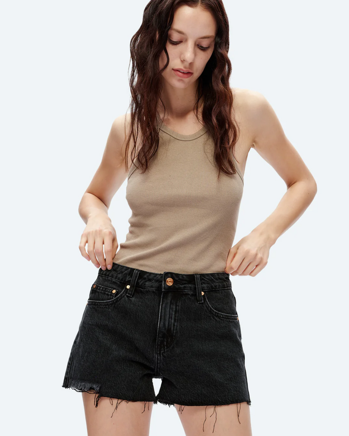 Ella Mid Rise Denim Shorts, Black