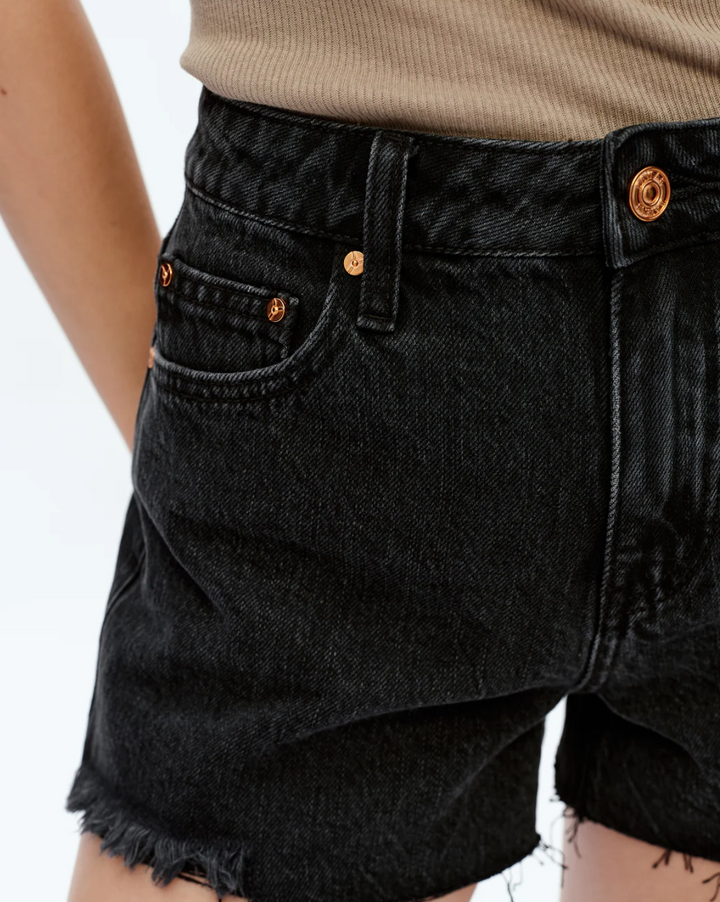 Ella Mid Rise Denim Shorts, Black