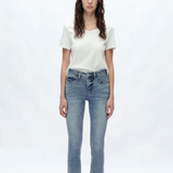 Mid Rise Skinny Denim Jeans Ankle Raw Hem, Indigo