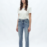 Mid Rise Skinny Denim Jeans Ankle Raw Hem, Indigo