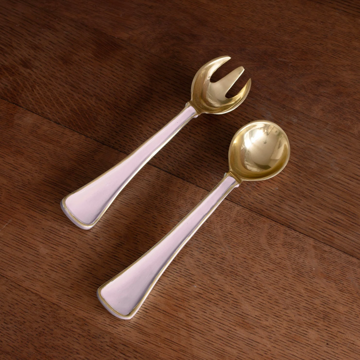 Encanto Soho Salad Servers - Camellia/White