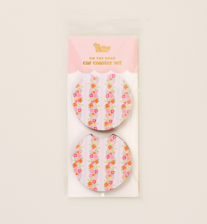 On the Road Car Coaster Set, Petal Parade Pink