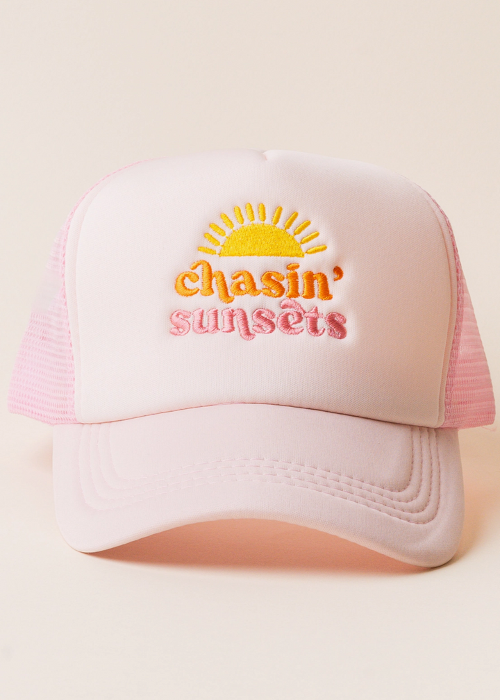Chasin' Sunsets Trucker Hat, Pink