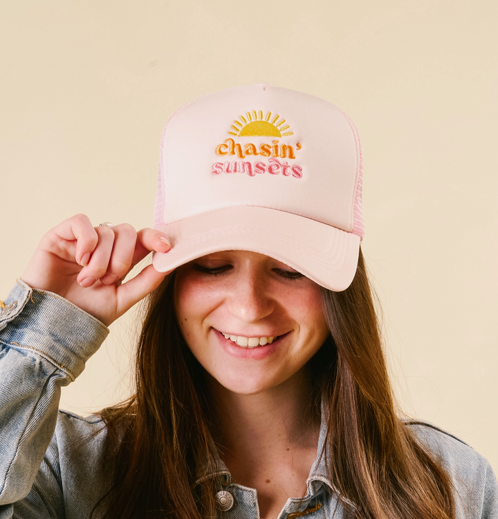 Chasin' Sunsets Trucker Hat, Pink