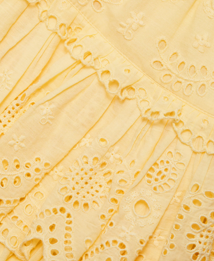 Janea Eyelet Lace Mini Halter Dress, Citron