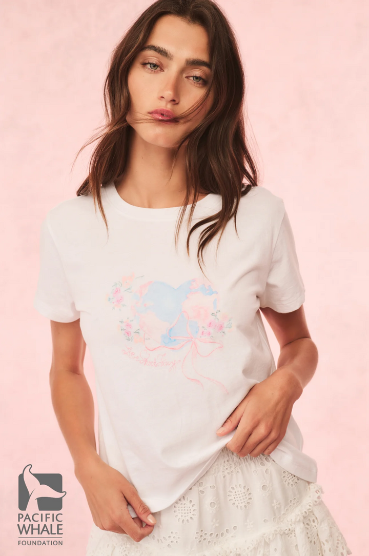 Lia Earth Day Tee, White/Blue Marble