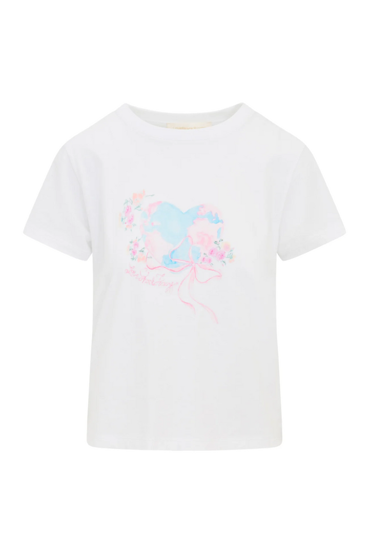 Lia Earth Day Tee, White/Blue Marble