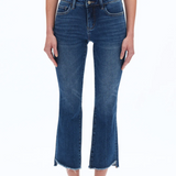 Mid Rise Cropped Bootcut Denim Jeans, Diamonds
