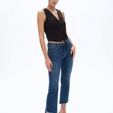 Mid Rise Cropped Bootcut Denim Jeans, Diamonds
