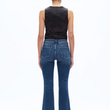 Mid Rise Cropped Bootcut Denim Jeans, Diamonds