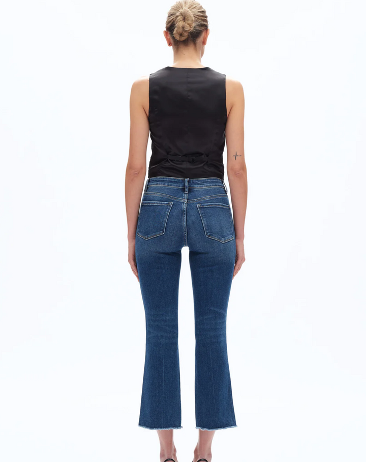 Mid Rise Cropped Bootcut Denim Jeans, Diamonds