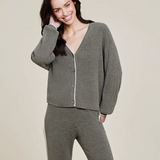 CozyChic Contrast Ribbed Cardigan, Olive Branch