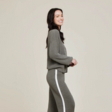 CozyChic Contrast Ribbed Cardigan, Olive Branch