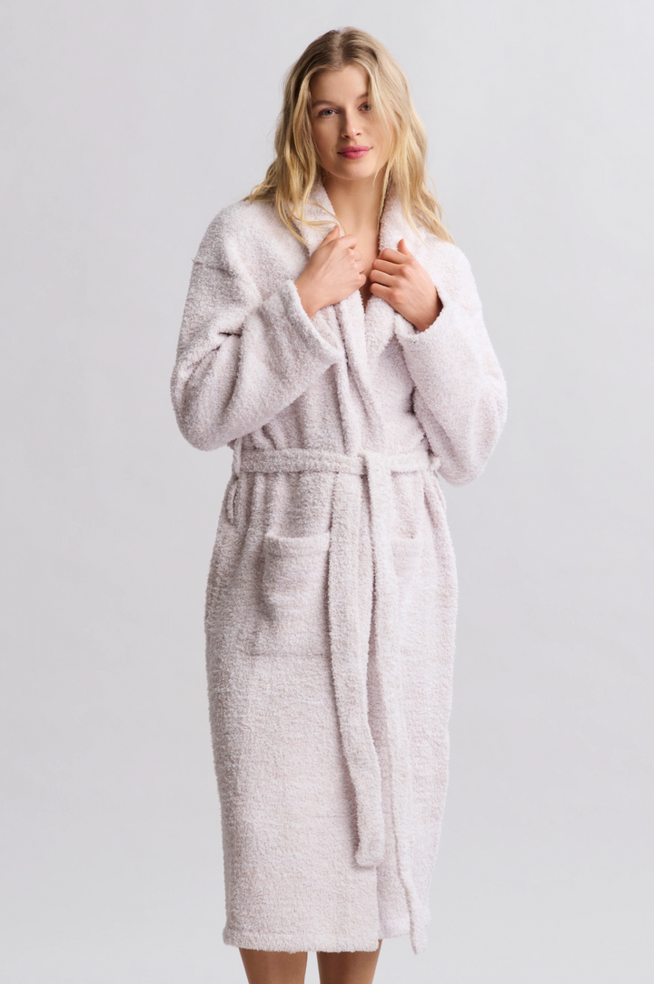 CozyChic Adult Robe, Heathered Stone/White