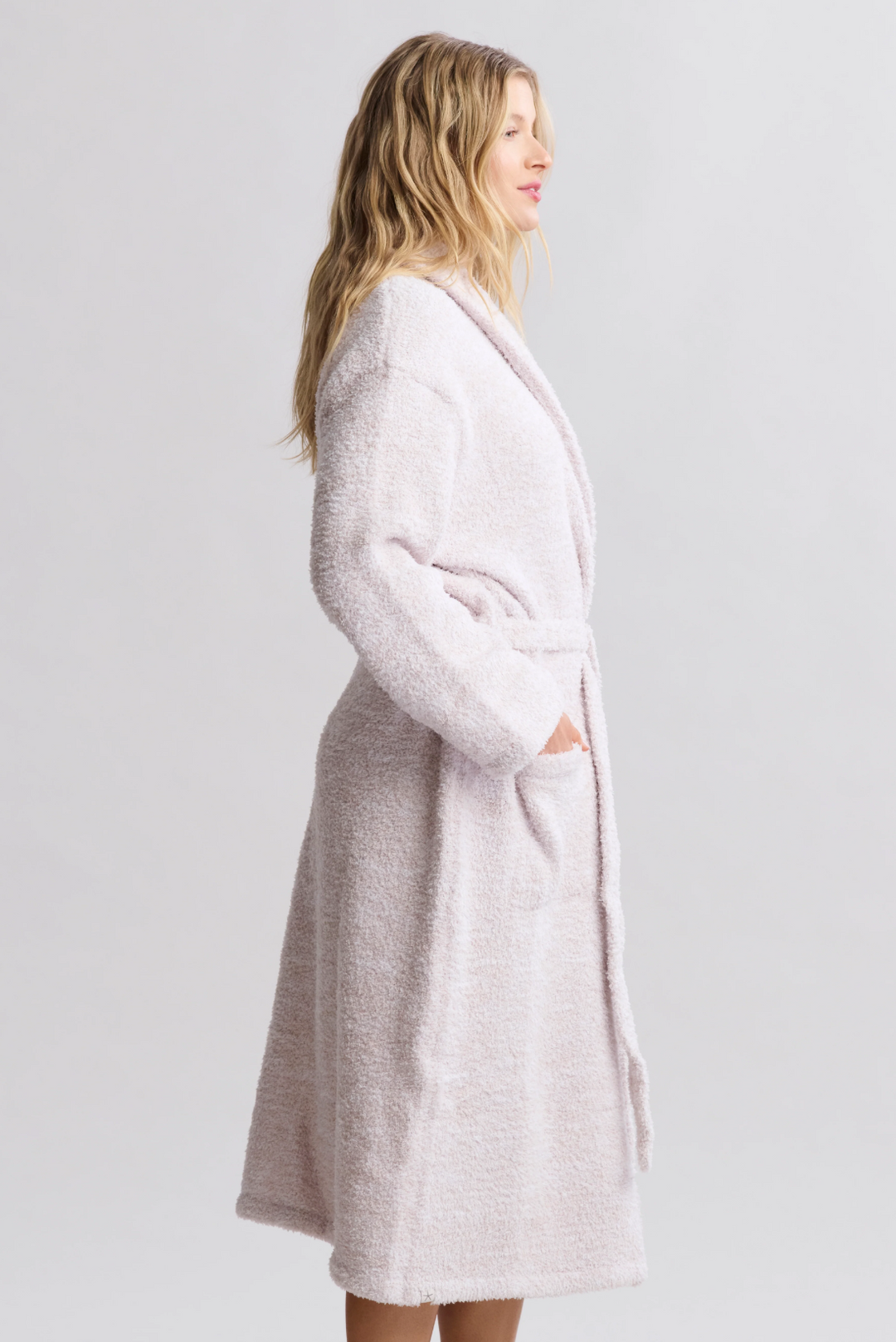 CozyChic Adult Robe, Heathered Stone/White