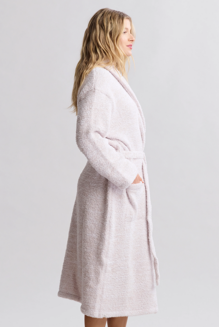 CozyChic Adult Robe, Heathered Stone/White