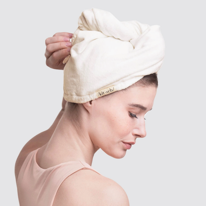 Quick Dry Hair Towel Turban, Ivory