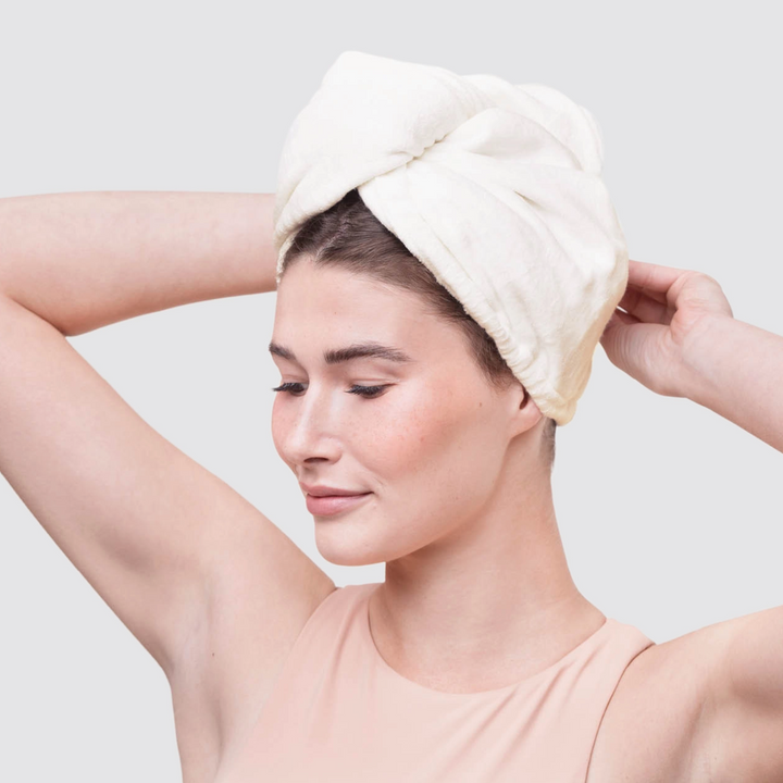Quick Dry Hair Towel Turban, Ivory