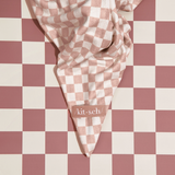 Extra Large Quick Dry Hair Towel Wrap, Terracotta Checker