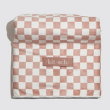 Extra Large Quick Dry Hair Towel Wrap, Terracotta Checker